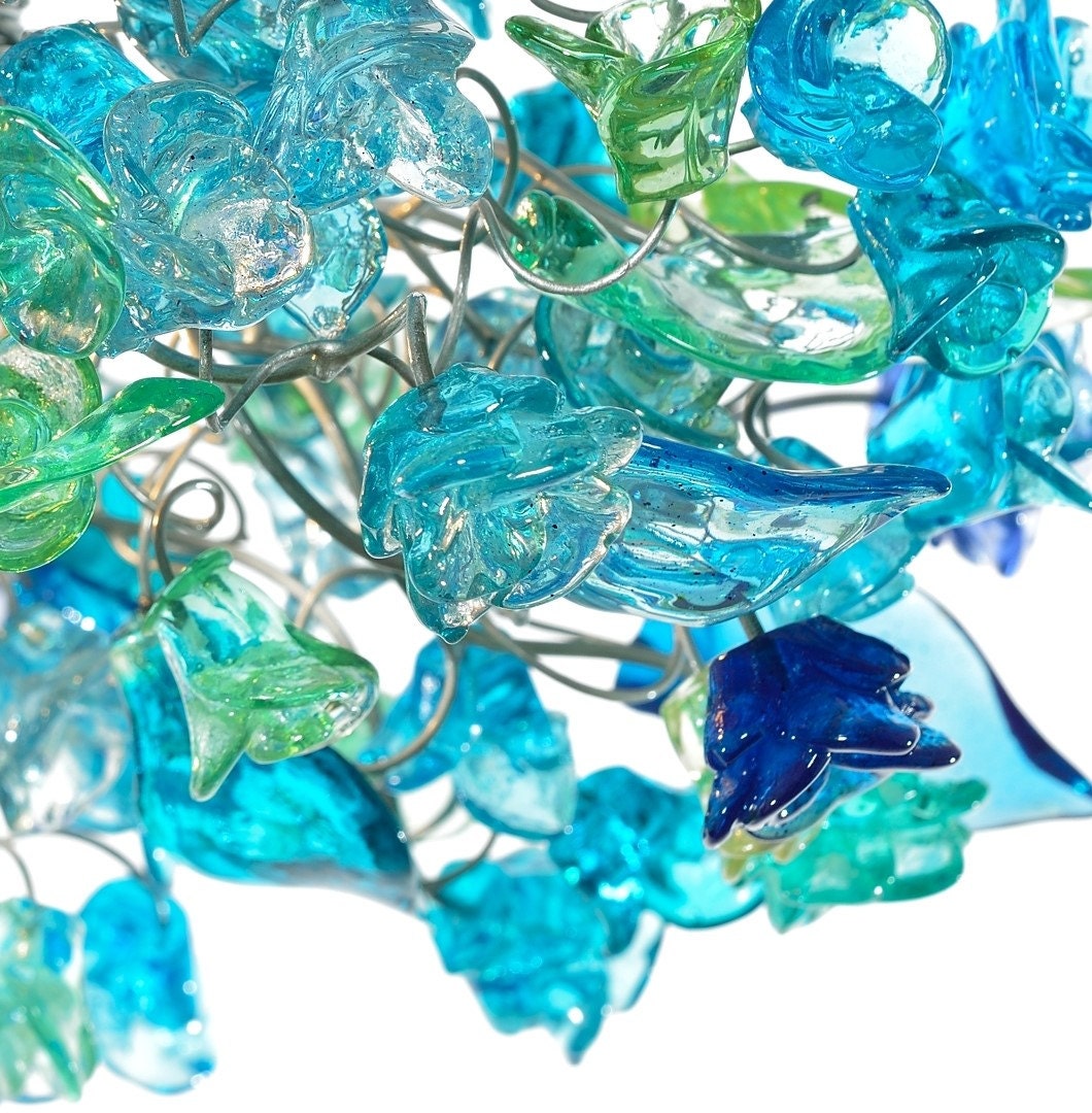 Sea Color Flower Ceiling Light: Resin Floral Pendant Lamp