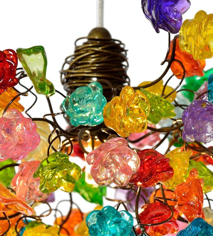 Multicolored Pendant Light, kitchen island light with flowers, a unique hand made lighting