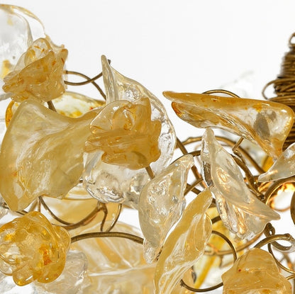Ceiling Light fixtures with flowers and leaves at gold and clear color