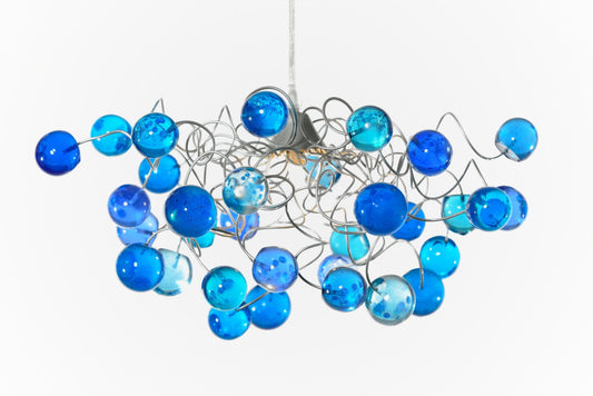 Ceiling Light with Blue bubbles for girls or boy bedroom, handmade light fixture