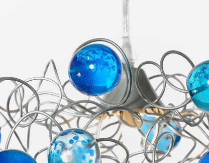 Ceiling Light with Blue bubbles for girls or boy bedroom, handmade light fixture