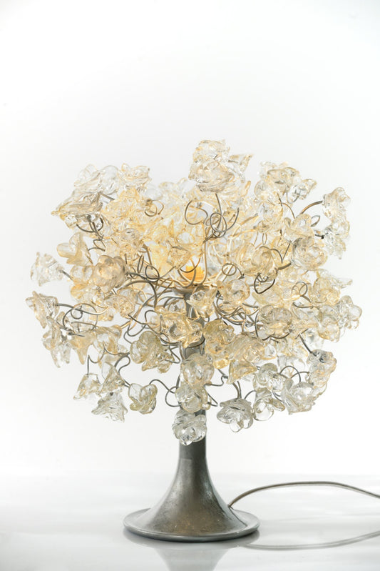 Decorative Table light, modern table lamp, desk lamp with clear transparent roses flowers desk lamp - desk light Gift Idea.