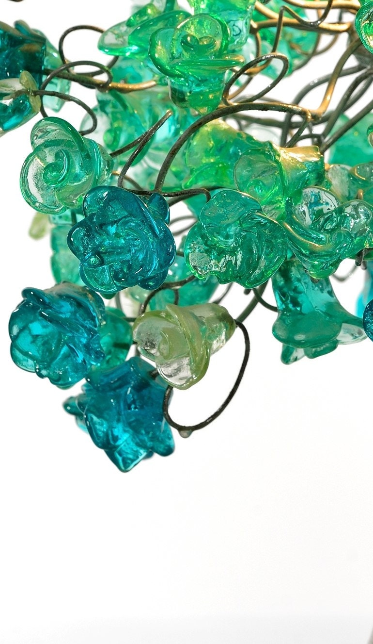 Turquoise flowers Table lamps, modern bedside lamp for living room, bedroom - Gift Idea.