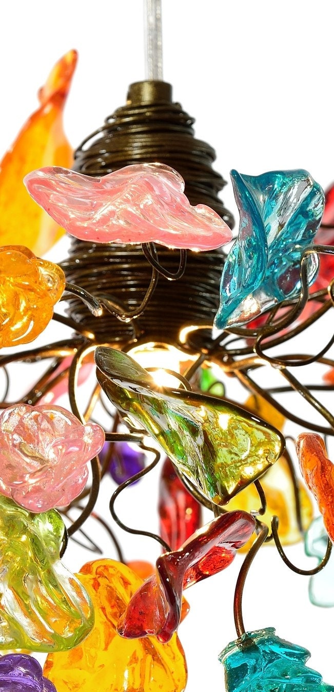 Floral Resin Ceiling Light: Multicolored Flower Pendant Lamp