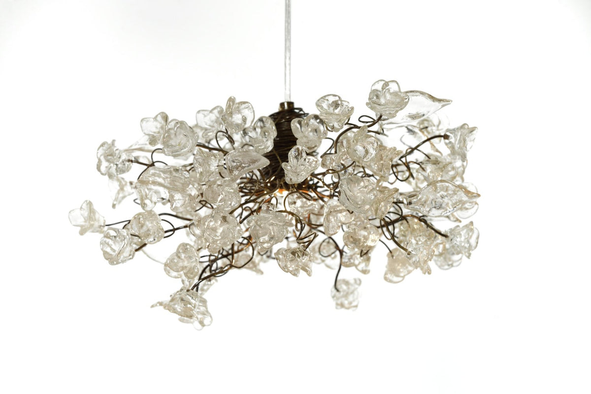 Clear Krystal Flower Pendant Light: Bronze Finish, Elegant Fixture