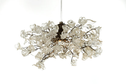 Clear Krystal Flower Pendant Light: Bronze Finish, Elegant Fixture