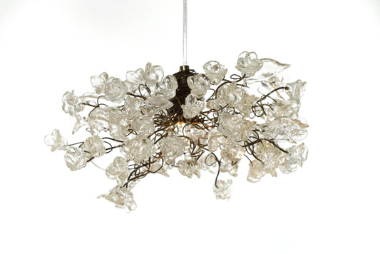 Clear Krystal Flower Pendant Light: Bronze Finish, Elegant Fixture