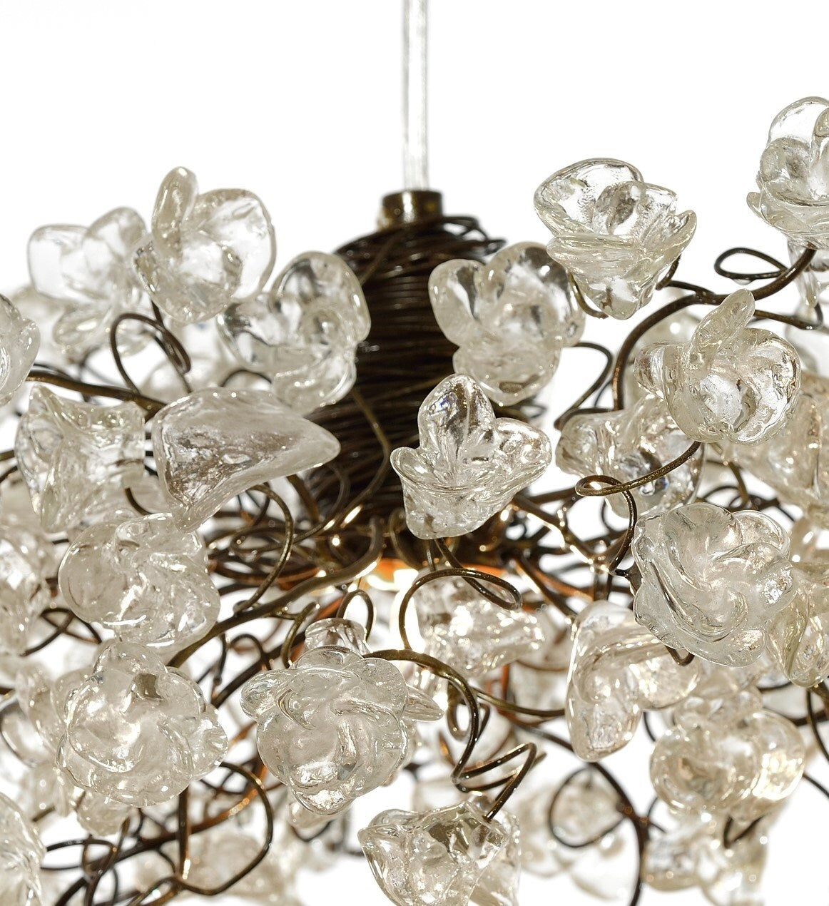 Clear Krystal Flower Pendant Light: Bronze Finish, Elegant Fixture