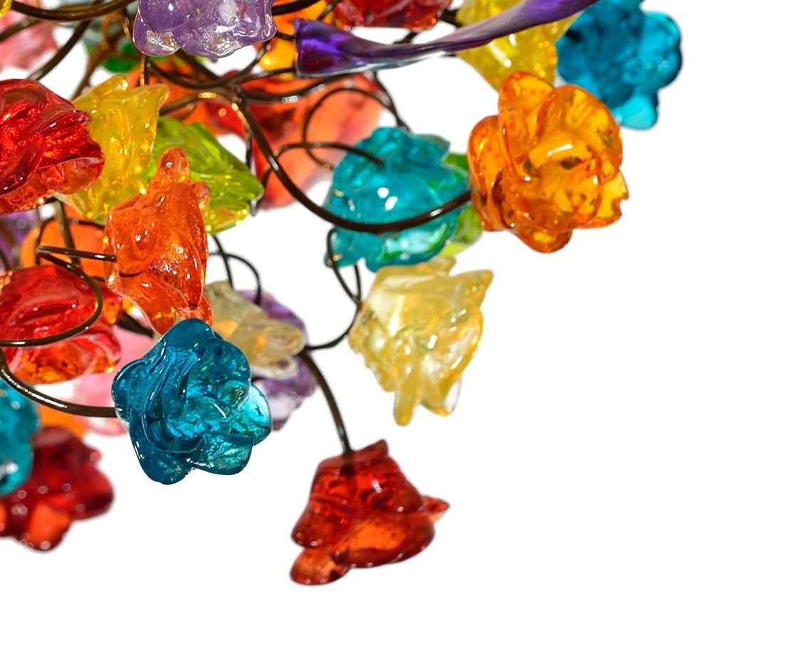 Multicolored Pendant Light, kitchen island light with flowers, a unique hand made lighting
