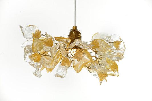 Ceiling Light fixtures with flowers and leaves at gold and clear color