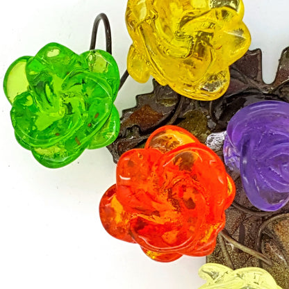 Wall Hook with colorful resin flowers and leaves, decorative wall hanger.