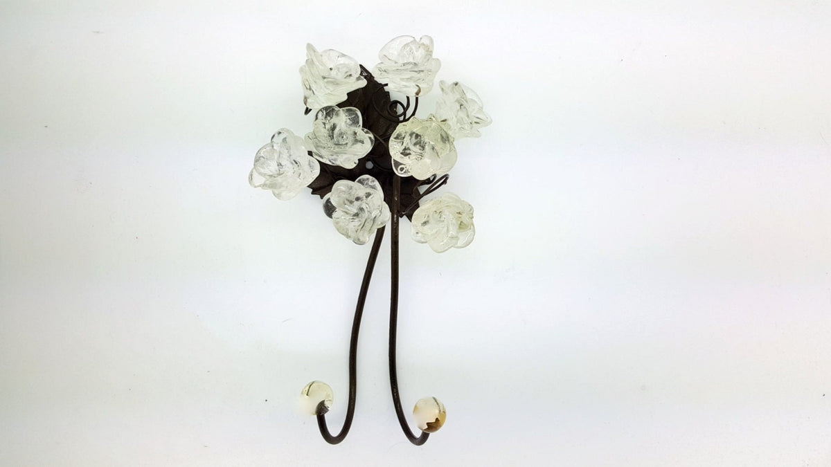 Bronze Metal Wall Hooks: Resin Flower Decorative Hanger