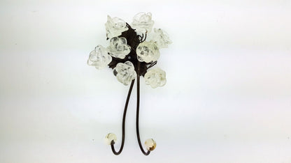 Bronze Metal Wall Hooks: Resin Flower Decorative Hanger