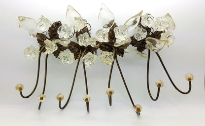 Unique hooks Coat Rack, Wall Hook with Transparent clear resin flowers and leaves, decorative wall hanger.