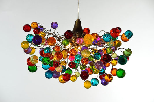 Multicolored Resin Bubble Chandelier: Handmade Hanging Light
