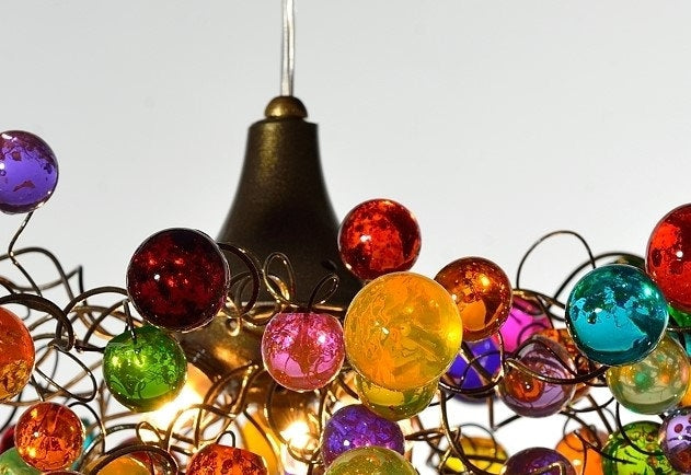 Multicolored Resin Bubble Chandelier: Handmade Hanging Light
