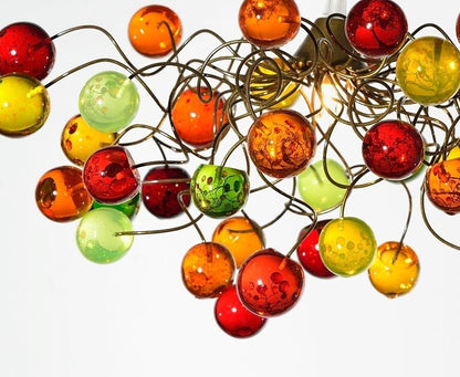 Pendant lighting with autumn color bubbles, unique ceiling light for children room or bedroom.