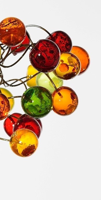 Pendant lighting with autumn color bubbles, unique ceiling light for children room or bedroom.