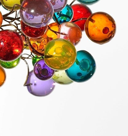 Multicolored Resin Bubbles Chandelier: Bronze Metal Lighting