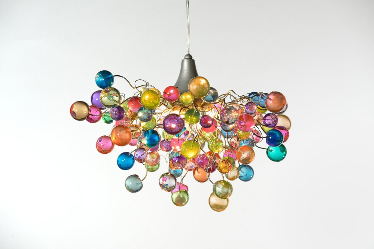 Pastel Bubble Chandelier: Handmade Resin Hanging Light