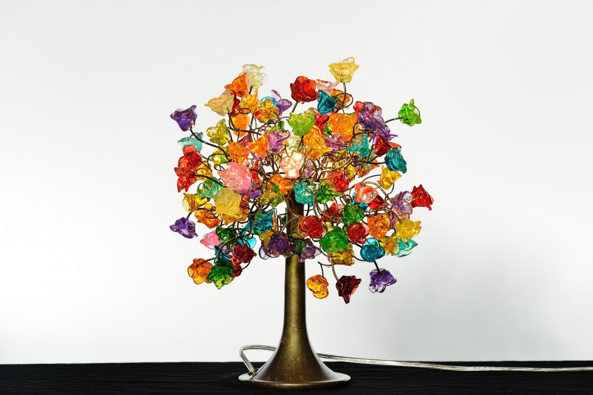 Desk lamp, flowers bedside lamp with multicolored flowers
