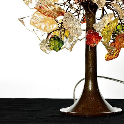 Decorative Table Lamp, desk lamp with Champagne flowers, leaves and brass and metal wires, lighter for desk or bedside table.