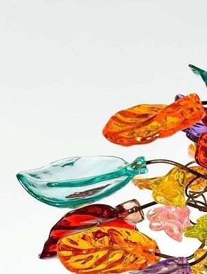 Lighting hanging chandeliers, rainbow lighting with Multi color flowers and leaves, for Dining Room, hall or bedroom.