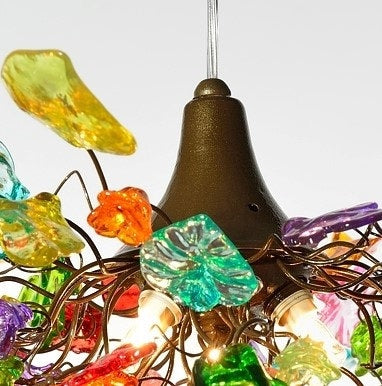 Lighting hanging chandeliers, rainbow lighting with Multi color flowers and leaves, for Dining Room, hall or bedroom.