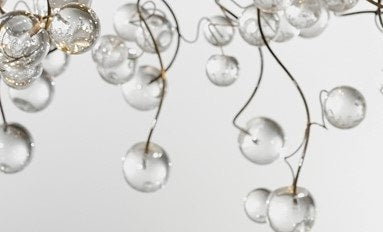 Large Modern Hanging chandeliers with Clear Transparent bubbles - globe light fixture for Dining Room, living room or open space.