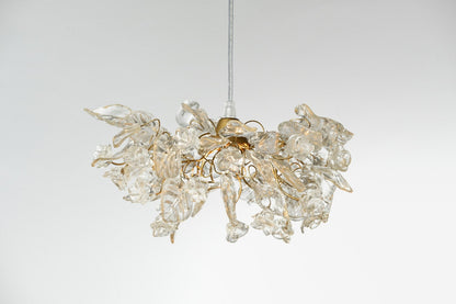 Clear Pendant Light with flowers and leaves for bedside or hallway, elegant pendant light