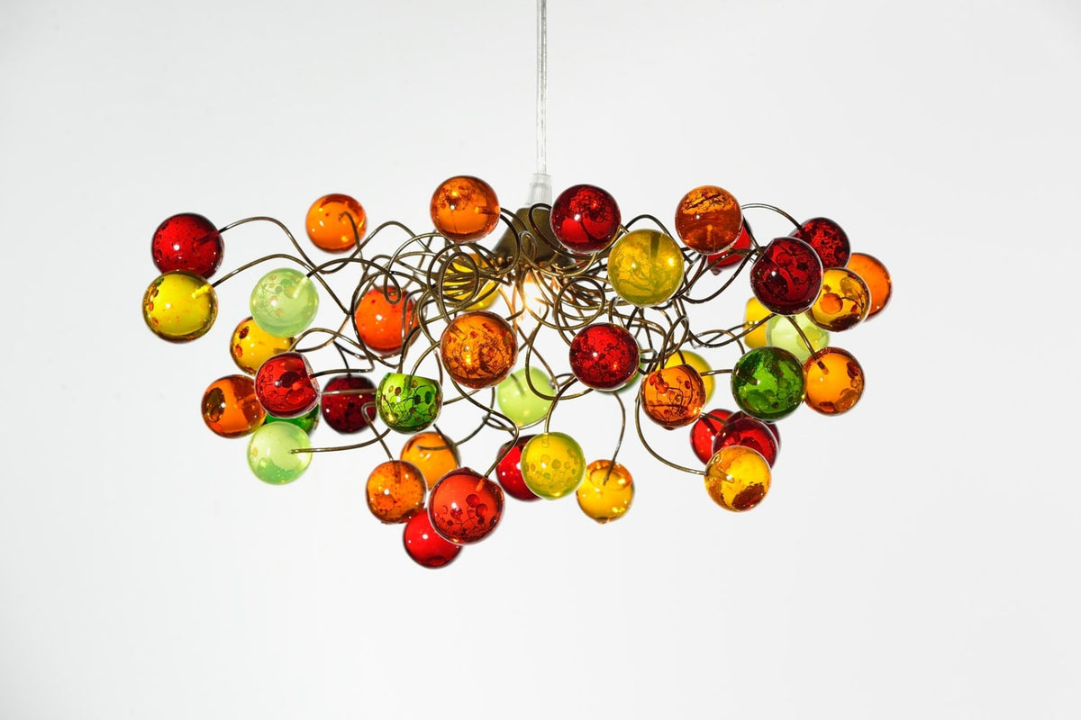 Pendant lighting with autumn color bubbles, unique ceiling light for children room or bedroom.