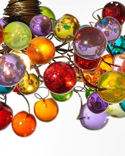 Multicolored Resin Bubbles Chandelier: Bronze Metal Lighting